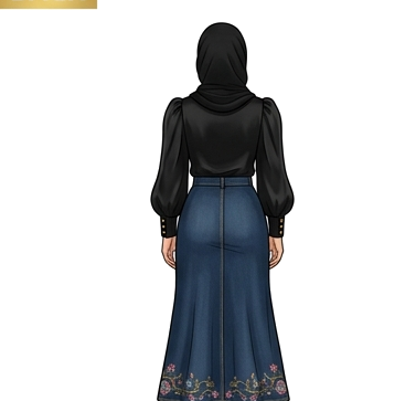 Femme Hijab Blouse - Buste Dos