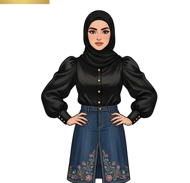 Femme Hijab Blouse - Buste Face