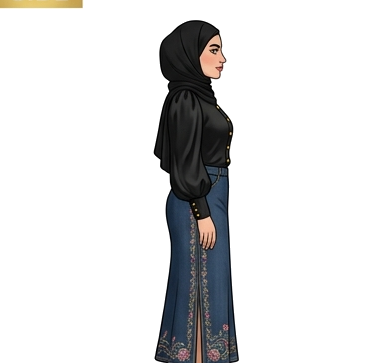 Femme Hijab Blouse - Buste Profil